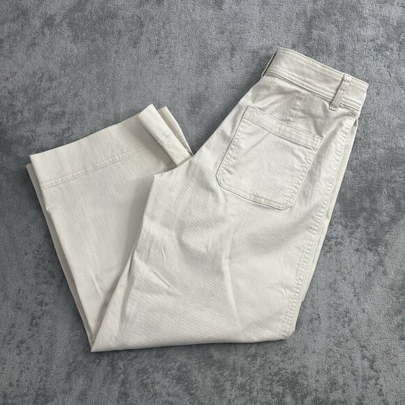 H&M Wide Leg Pants Womens 6 Beige High Rise Office Pleated Trousers Classic 25” - Picture 1 of 13